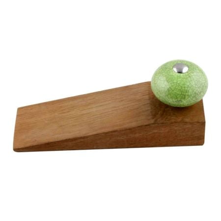 2 Pieces Green Black Crackle Wooden Door Stopper